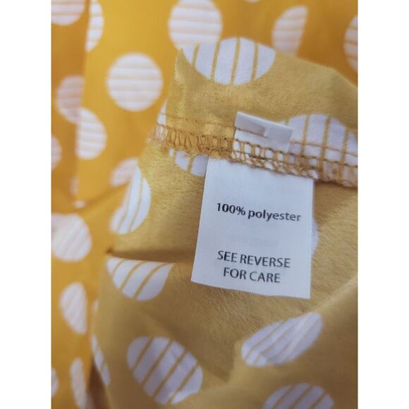 Modbe Yellow Polka Dot Blouse L Womens Long Sleeve Key Hole Front Pullover - Picture 7 of 12